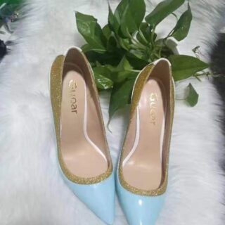 Color blocking sky blue high heels fashion shoes