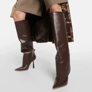 New European and American Slim High Heels, Knee High Boots, Fashionable Pointed Skirt