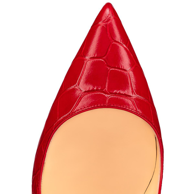 Crocodile 12cm high heels, pointed shallow high heels, women's sexy banquet high heels - Imagen 3