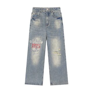 Vintage Wash Distressed Denim Jeans model 01 by ETIK