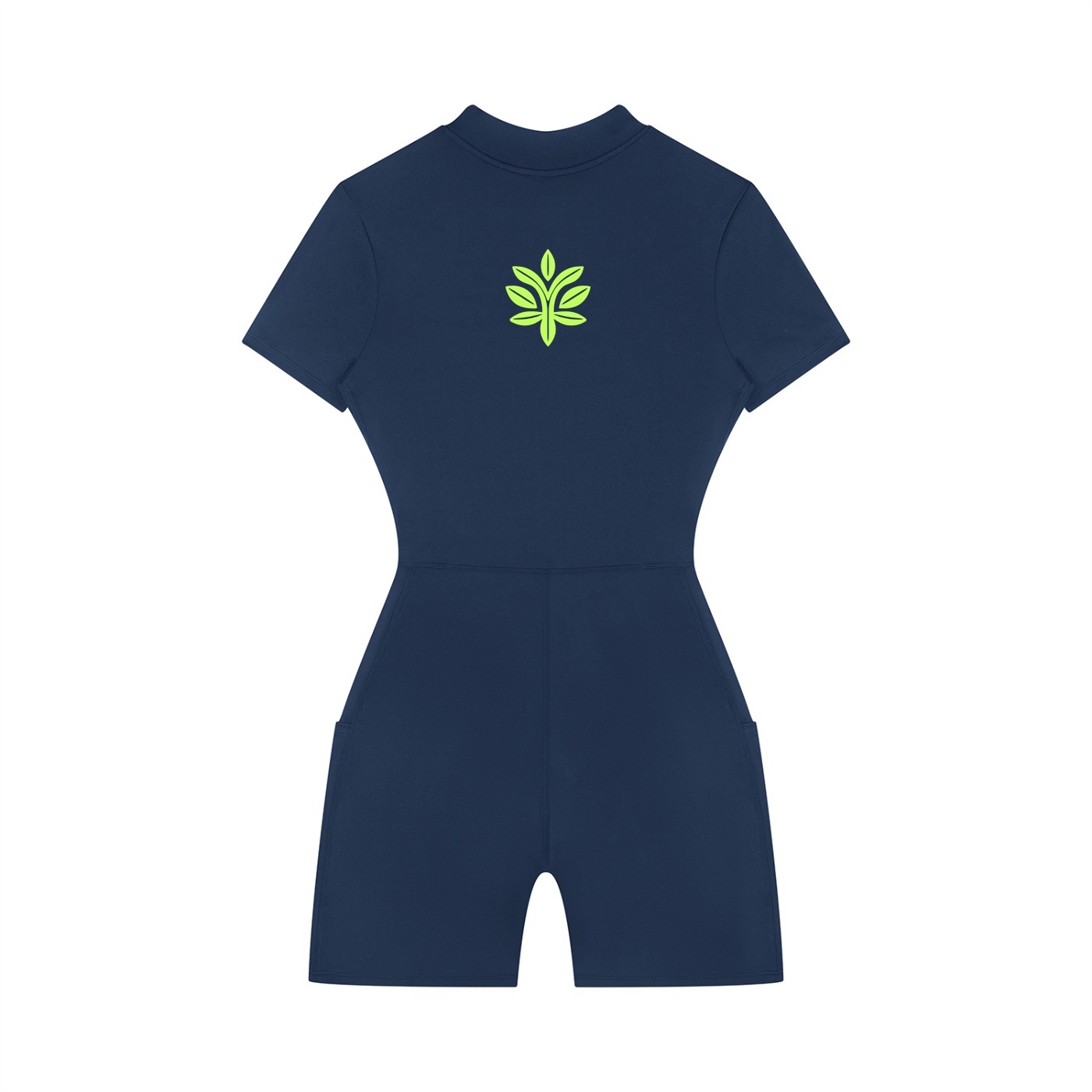 Essencial green Women's Quarter-Zip Short Sleeve Romper by ETIK