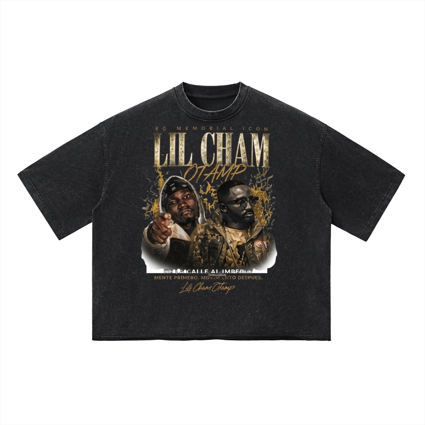 Lil Cham Otamp E.M Unisex Vintage Wash Boxy T-Shirt by ETIK - Imagen 4