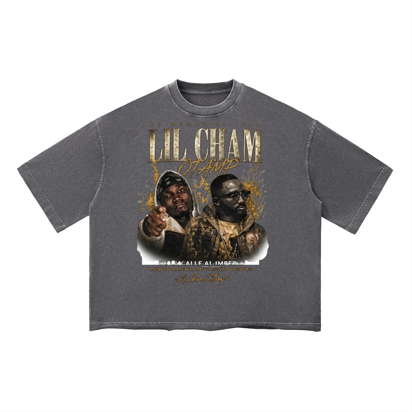 Lil Cham Otamp E.M Unisex Vintage Wash Boxy T-Shirt by ETIK - Imagen 2