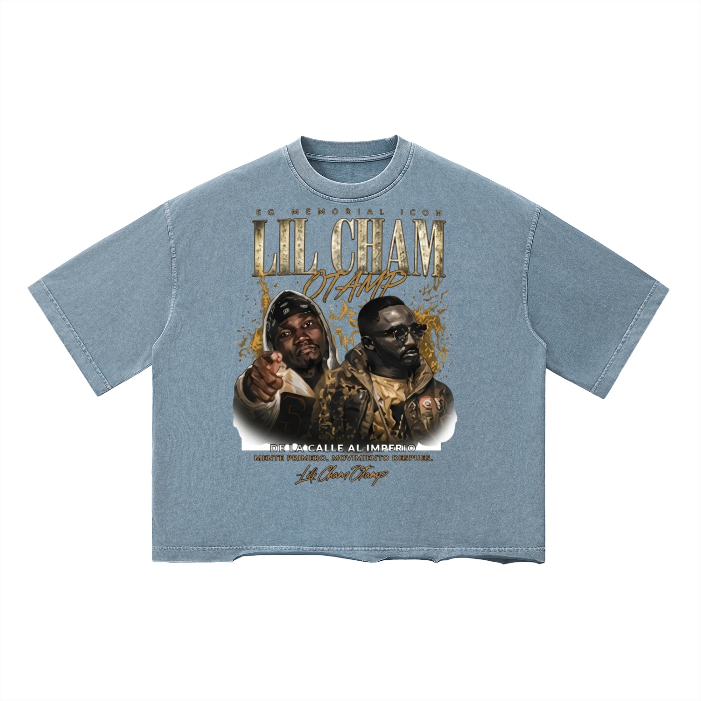 Lil Cham Otamp E.M Unisex Vintage Wash Boxy T-Shirt by ETIK - Imagen 7