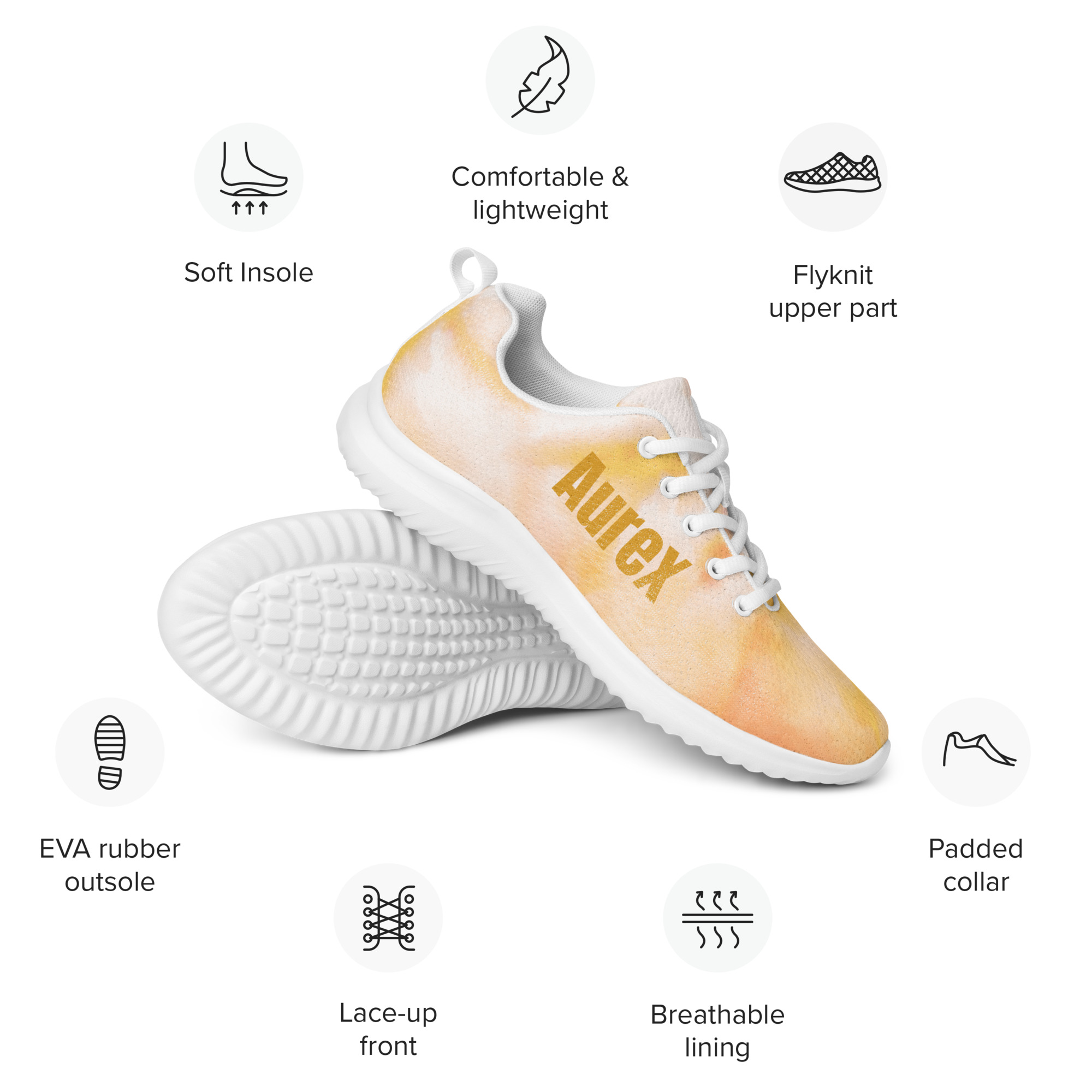Zapatillas Deportivas Aurex Naranjas Para Hombre y Niño - Imagen 2