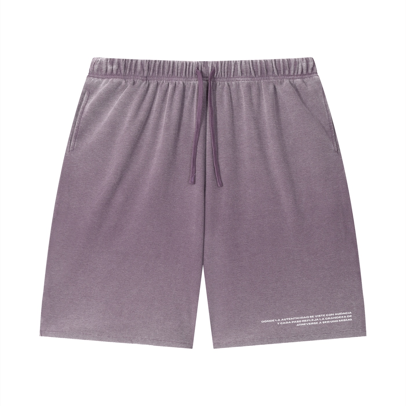 Unisex Vintage Wash Sunfade Waffle Raw Hem Shorts - Imagen 5