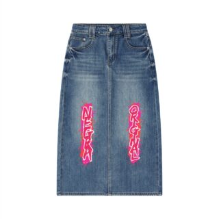 Women’s Vintage Wash Denim Skirt Negra  Original by ETIK