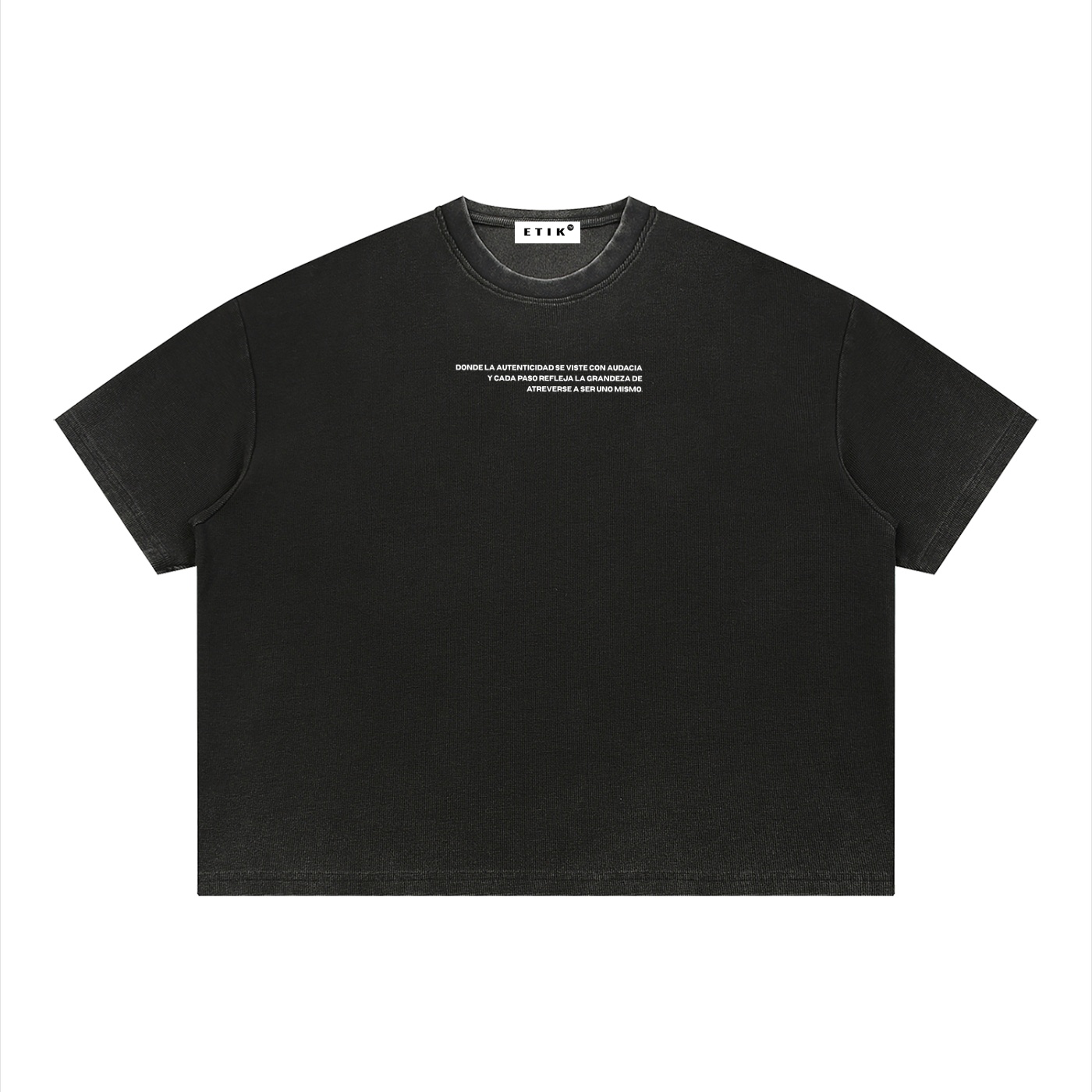 ETIK identity Unisex Vintage Wash Sunfade Boxy Waffle T-Shirt - Imagen 2