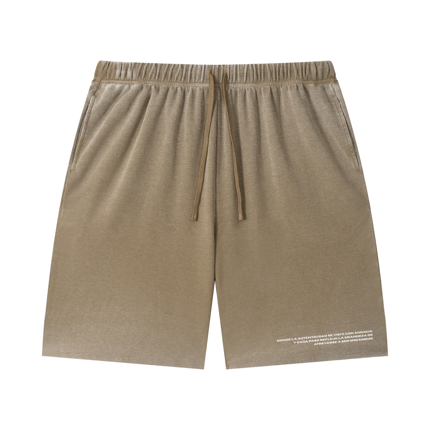 Unisex Vintage Wash Sunfade Waffle Raw Hem Shorts - Imagen 3