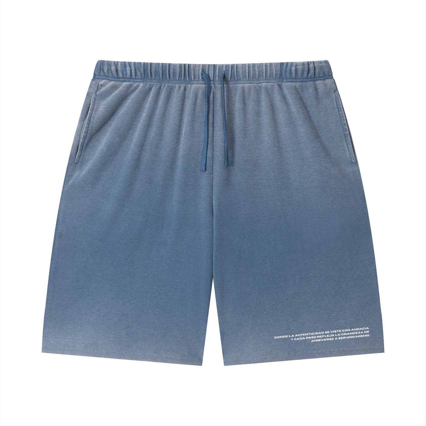 Unisex Vintage Wash Sunfade Waffle Raw Hem Shorts - Imagen 7