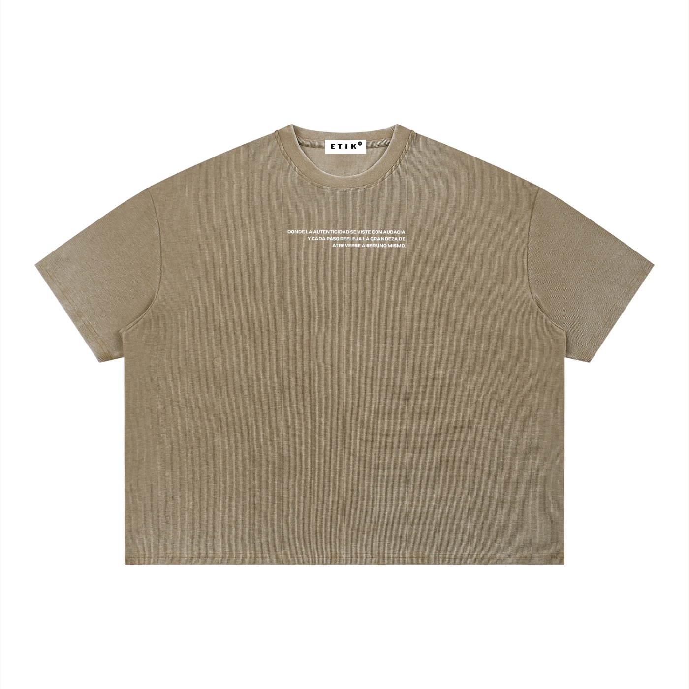 ETIK identity Unisex Vintage Wash Sunfade Boxy Waffle T-Shirt - Imagen 4