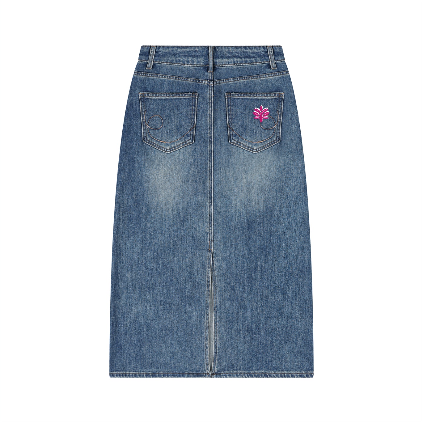Women’s Vintage Wash Denim Skirt Negra Original by ETIK - Imagen 2
