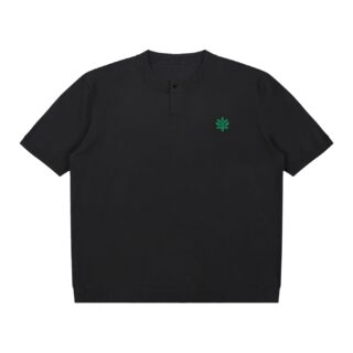 Cotton Knit Short Sleeve Henley T-Shirt by ETIK