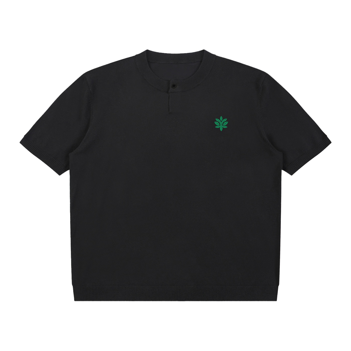 Cotton Knit Short Sleeve Henley T-Shirt by ETIK