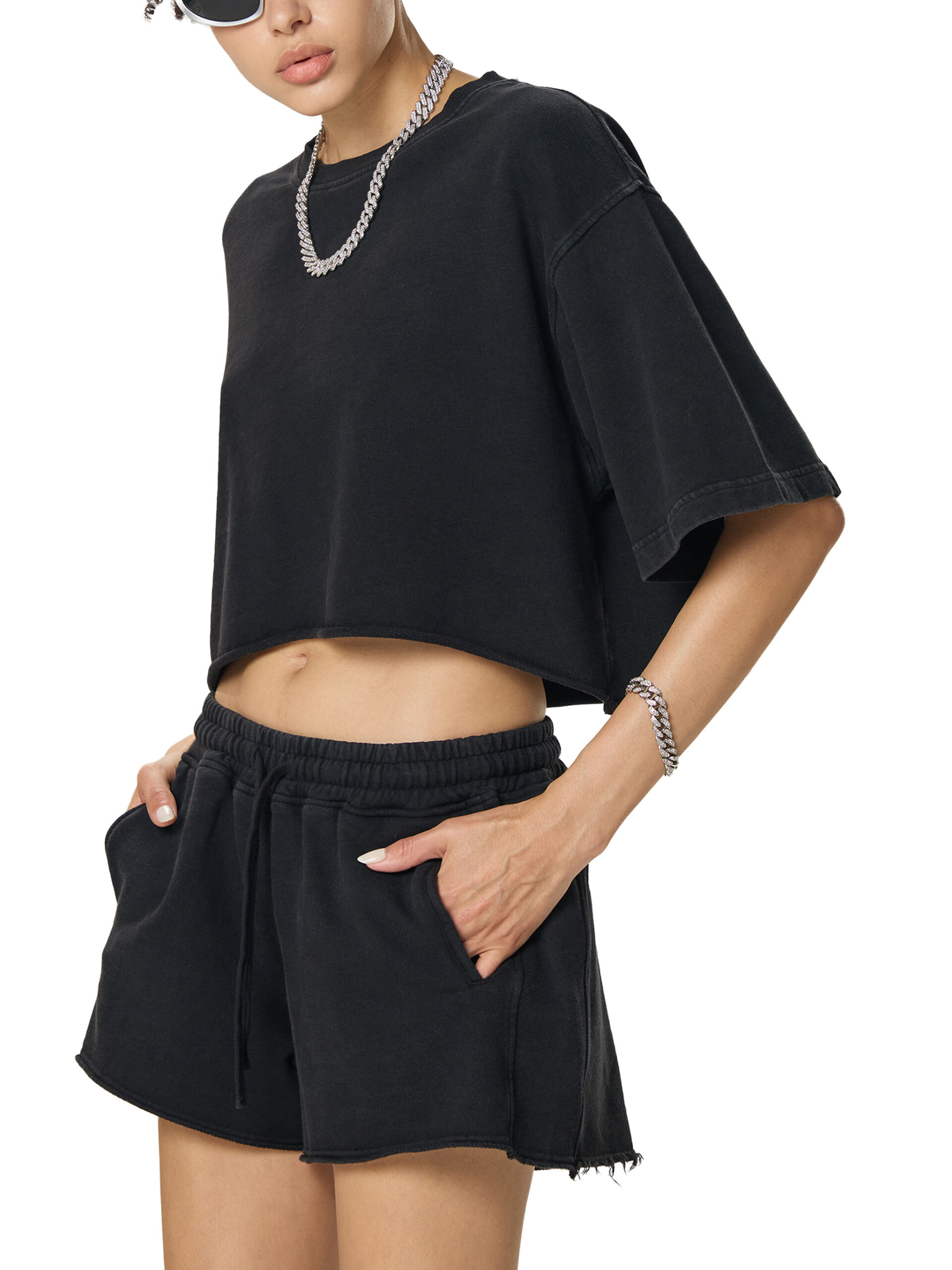 YUMA by ETIK Snow Washed Raw Edge Crop Top - Imagen 4