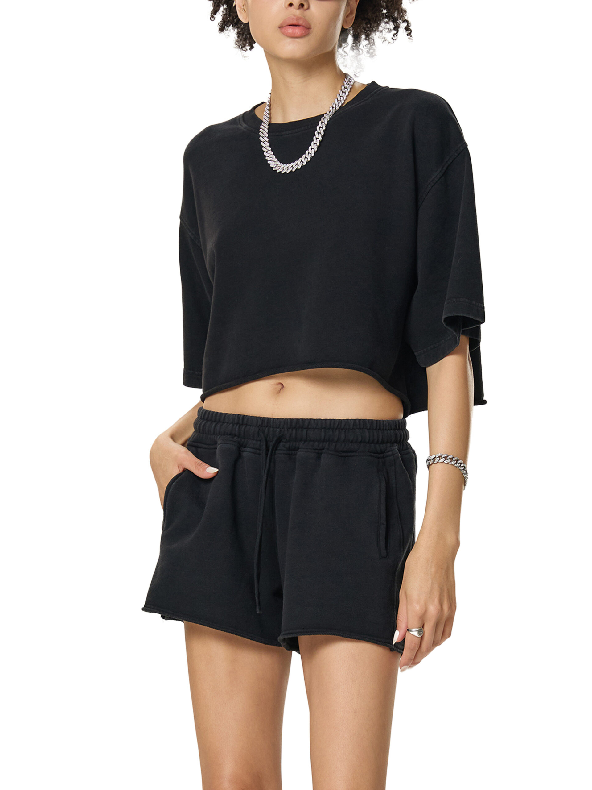 YUMA by ETIK Snow Washed Raw Edge Crop Top - Imagen 3