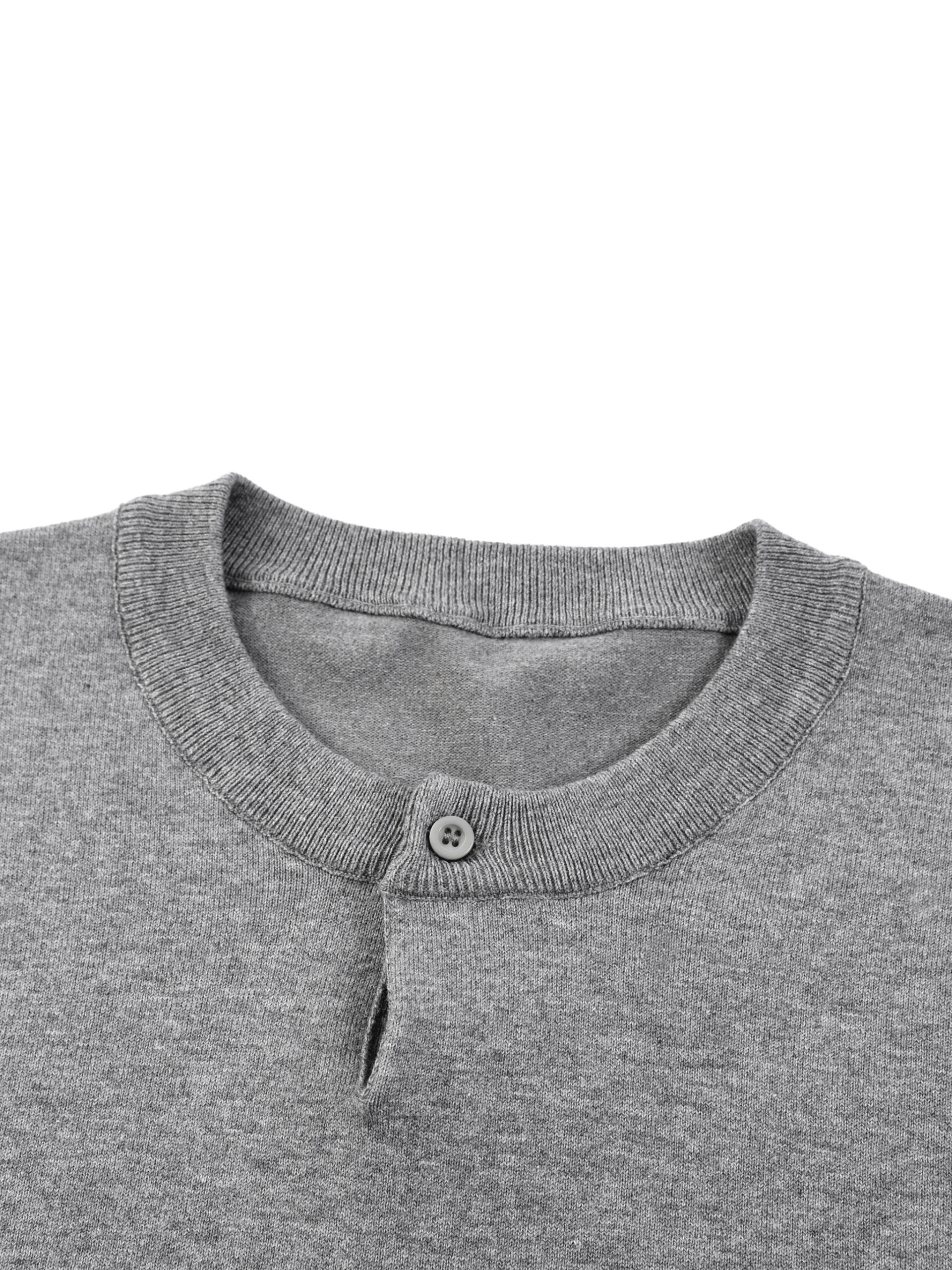 Cotton Knit Short Sleeve Henley T-Shirt by ETIK - Imagen 7