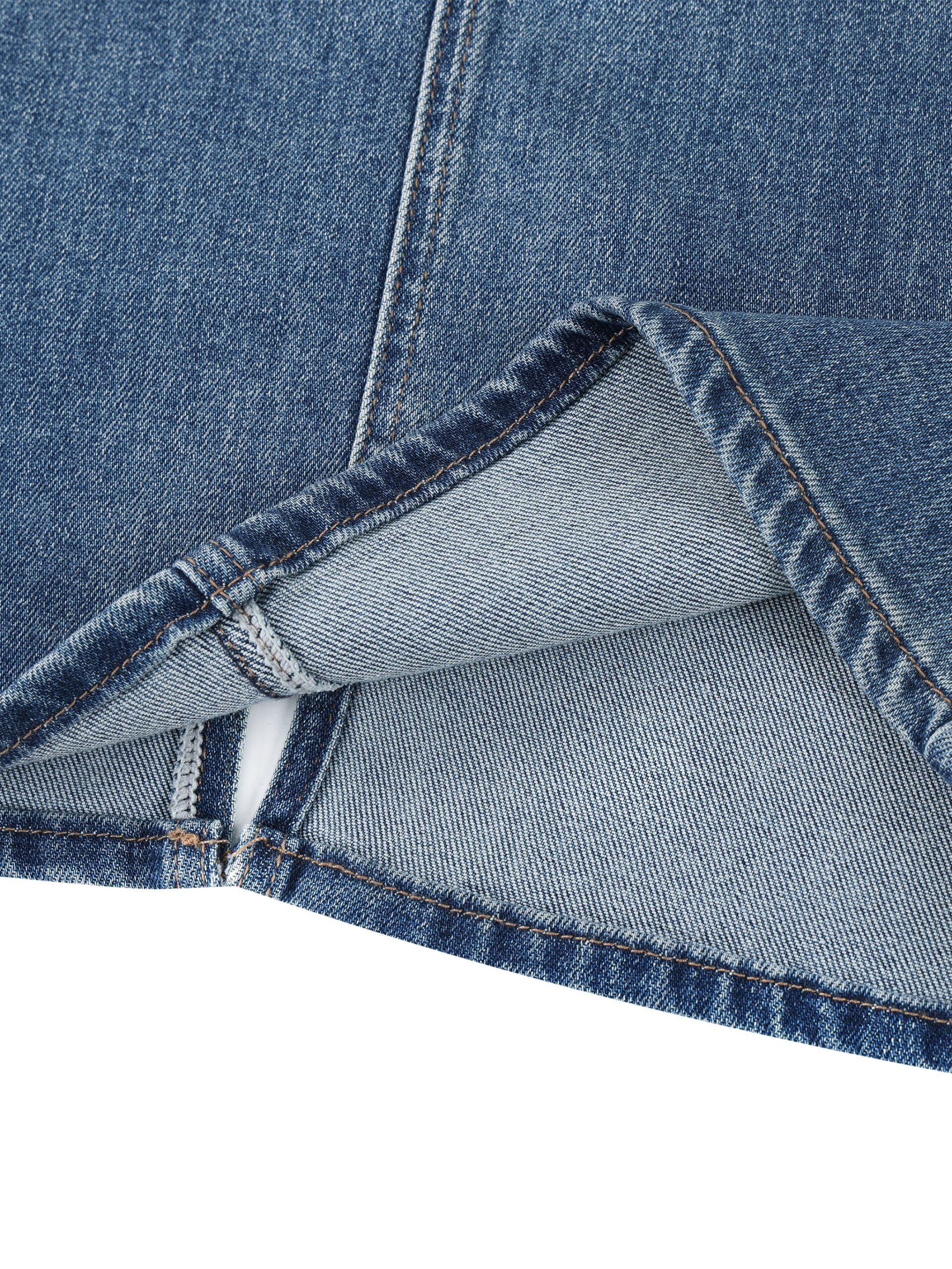 Women’s Vintage Wash Denim Skirt Negra Original by ETIK - Imagen 7