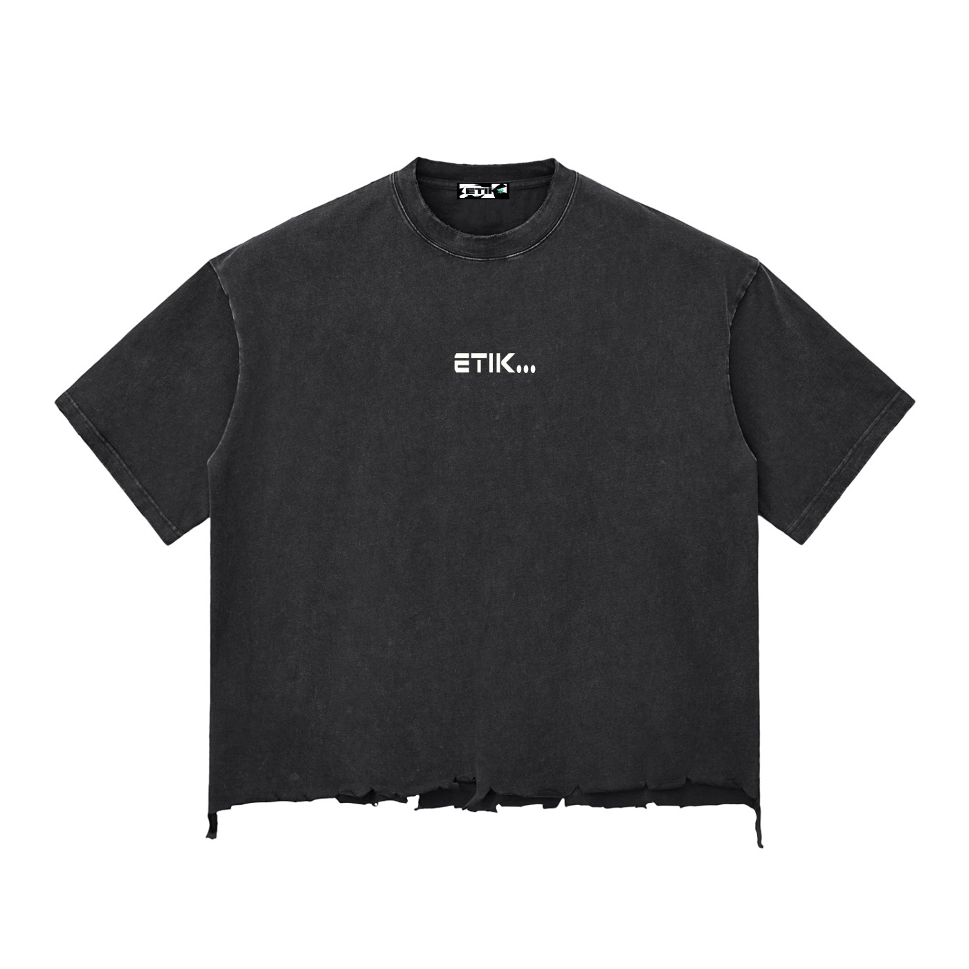 1 Snow Wash Raw-Hem Boxy T-shirt by ETIK