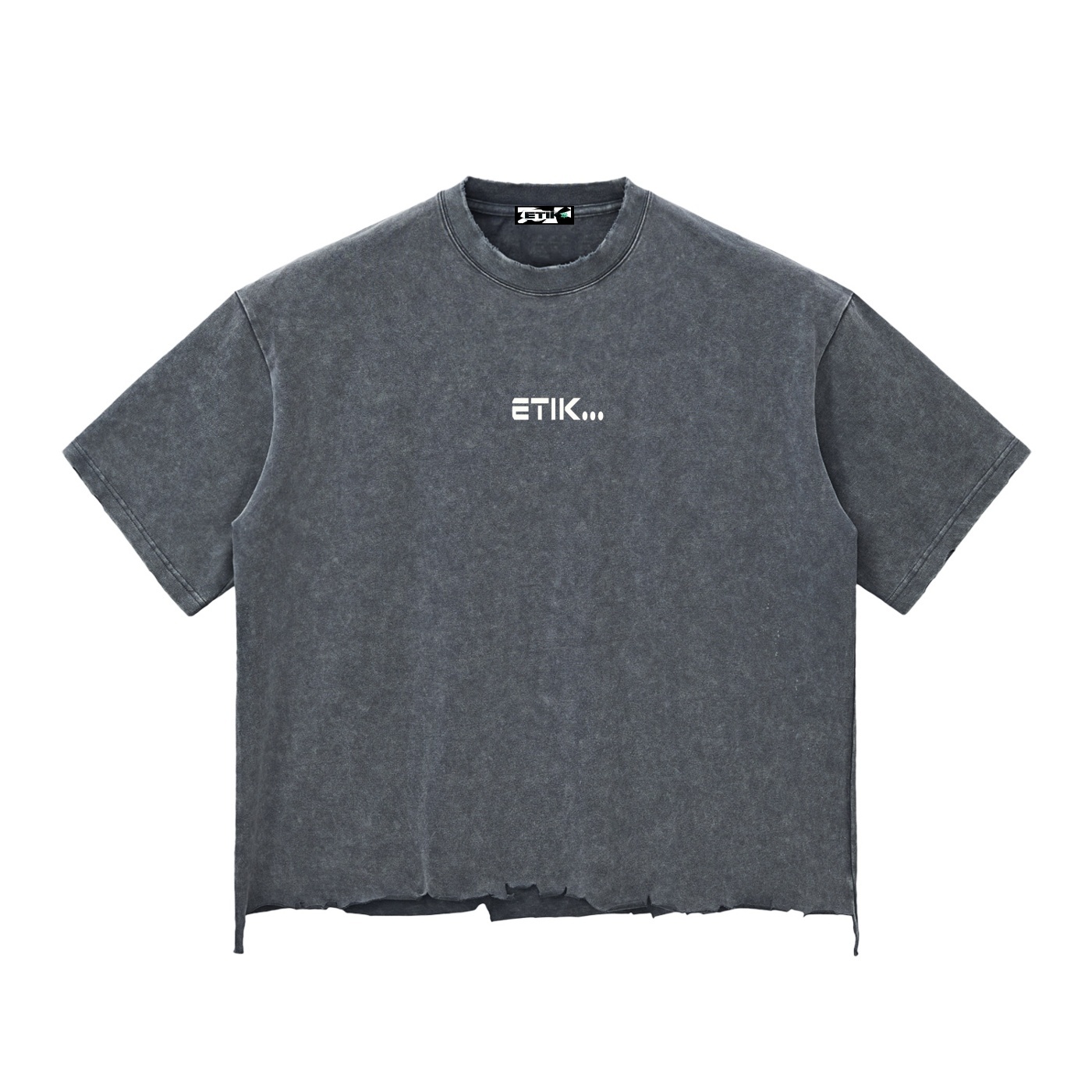 1 Snow Wash Raw-Hem Boxy T-shirt by ETIK - Imagen 3